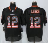 New Nike Denver Broncos #12 Lynch USA Flag Fashion Black Elite Jerseys