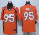 Nike Denver Broncos #95 Wolfe Orange Limited Jersey