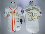 MLB Houston Astros #35 Verlander White Gold Number Elite Jersey