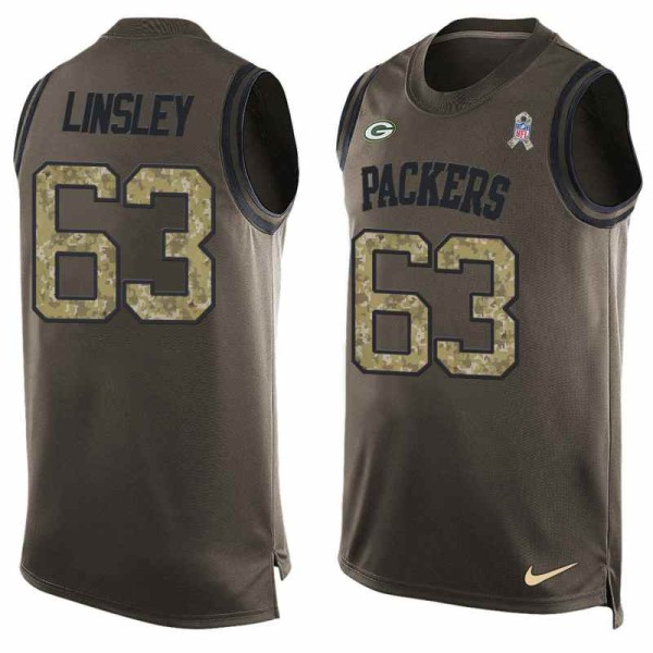 NFL Green Bay Packers #63 Linsley Limited Green Salute to Service Tank Top