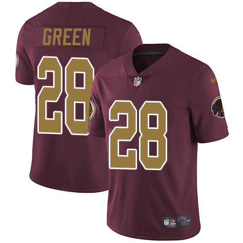 Men's Washington Redskins #28 Green Red Yellow Vapor Limited Jersey