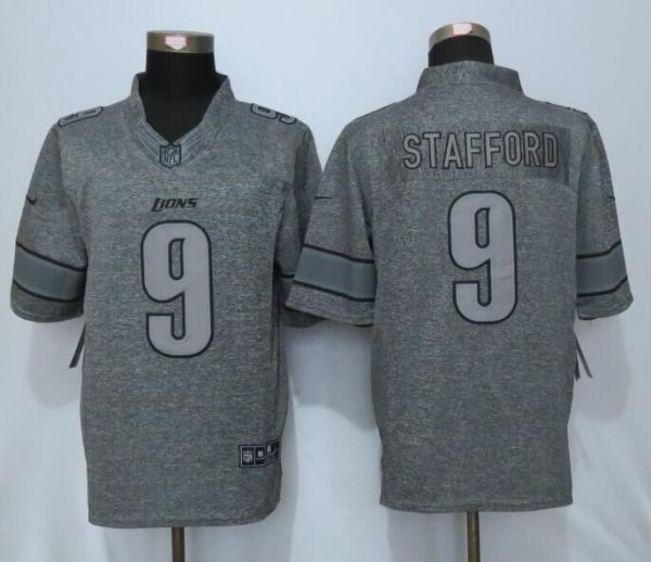 New Nike Detroit Lions 9 Stafford Gray Mens Stitched Gridiron Gray Limited Jersey