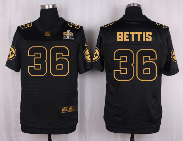 Mens Pittsburgh Steelers #36 Bettis Pro Line Black Gold Collection Jersey