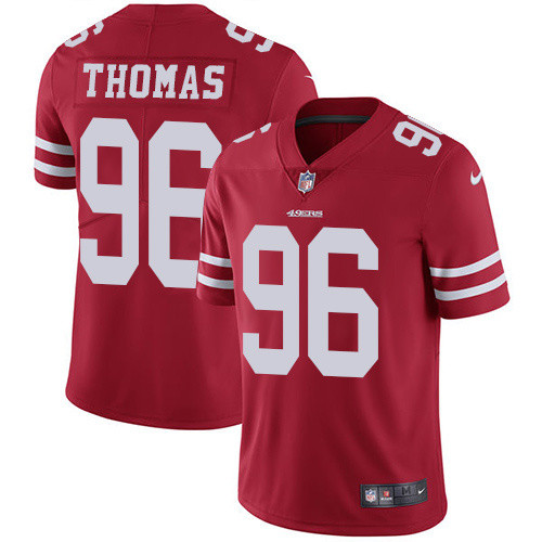 Mens San Francisco 49ers #96 Thomas Red  Vapor Limited Jersey