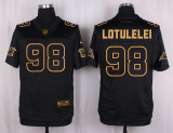 Mens Carolina Panthers #98 Lotulelei Pro Line Black Gold Collection Jersey