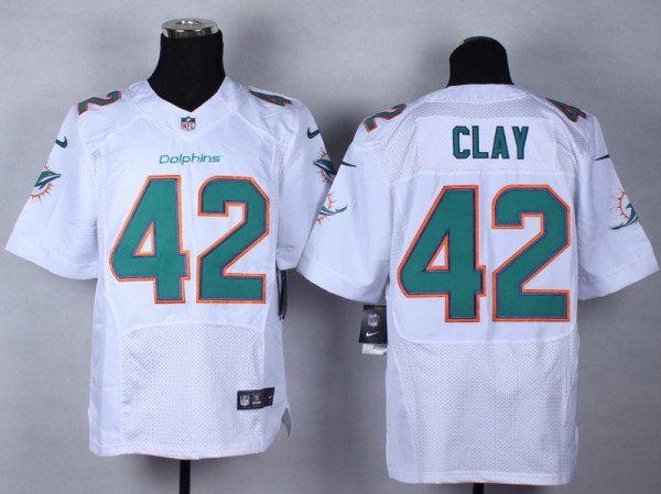 Nike Miami Dolphins #42 Clay White Elite Jersey