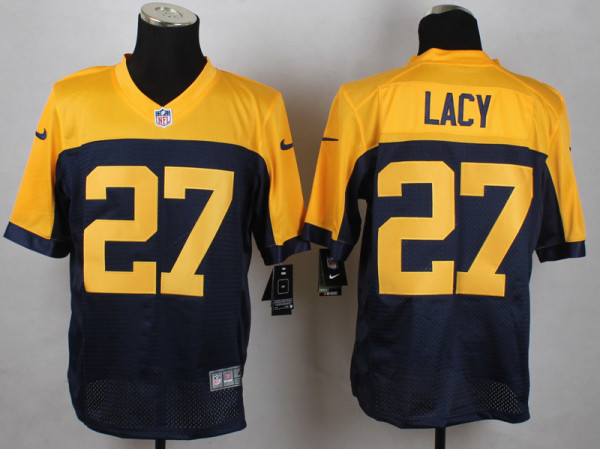 Nike Green Bay Packers #27 Lacy Yellow Blue Elite Jersey