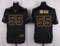 Mens San Diego Chargers #55 Seau Pro Line Black Gold Collection Jersey