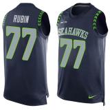 NFL Seattle Seahawks #77 Rubin Blue Limited Tank Top Jersey