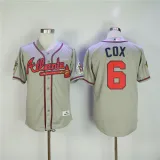 MLB Atlanta Braves #6 Cox Grey Throwback Jersey
