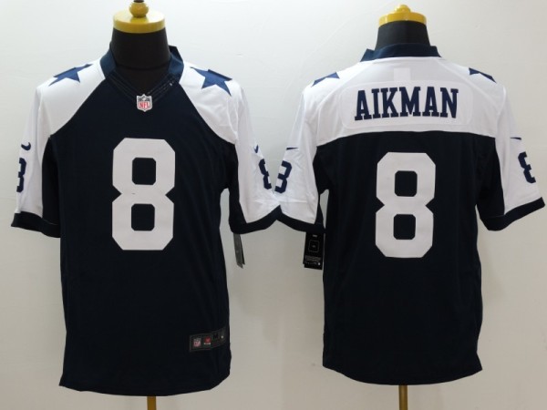 NFL Dallas Cowboys #8 Aikman Blue Thanksgiving Limited Jersey