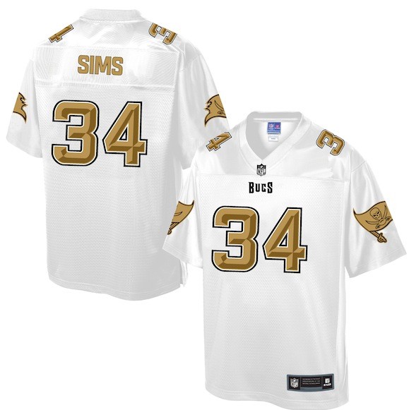 Mens NFL Tampa Bay Buccaneers #34 Sims White Gold Collection Jersey