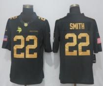 New NFL Minnesota Vikings #22 Smith Gold Anthracite Salute To Service Limited Jersey