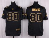 Mens Denver Broncos #30 Davis Pro Line Black Gold Collection Jersey
