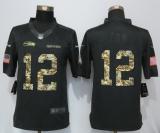 New Nike Seattle Seahawks 12 Fan Anthracite Salute To Service Limited Jersey