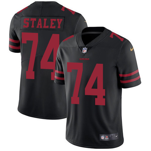 Mens San Francisco 49ers #74 Staley Black Vapor Limited Jersey