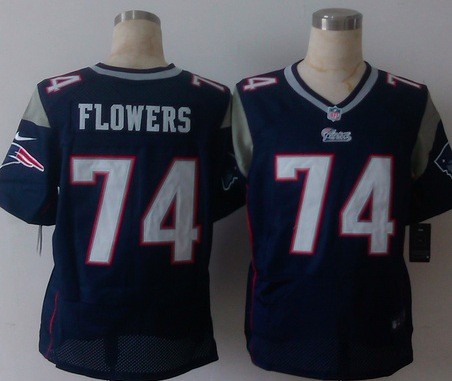 Nike New England Patriots #74 Flowers Blue Elite Jersey