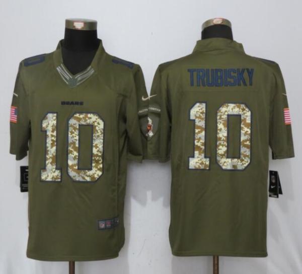 Nike Chicago Bears 10 Trubisky Green Salute To Service Limited Jersey