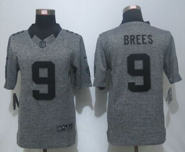 New Nike New Orleans Saints #9 Brees Gray Mens Stitched Gridiron Gray Limited Jersey