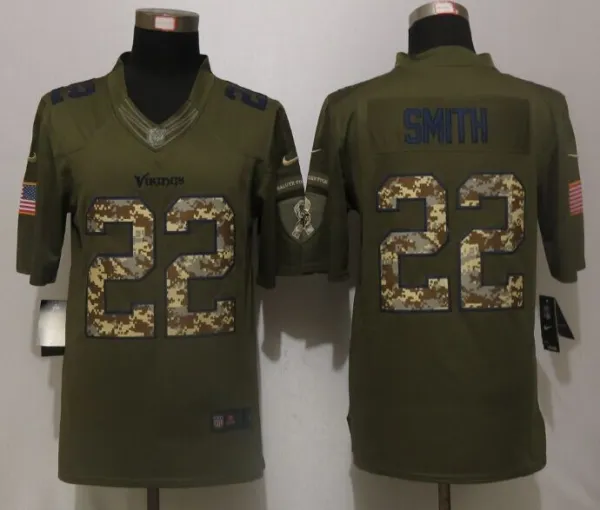 New Nike Minnesota Vikings 22 Smith Green Salute To Service Limited Jersey
