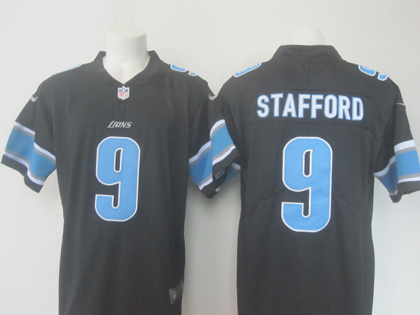 NFL Detriot Lions #9 Stafford Black Color Rush Jersey