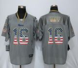 New Nike Los Angeles Rams 16 Goff USA Flag Fashion Gray Elite Jerseys