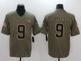 Mens New Orleans Saints #9 Brees Olive Salute to Service Limited Jersey