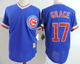 MLB Chicago Cubs #17 Grace Blue Pullover Throwback Jersey