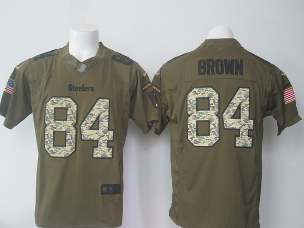 New Pittsburgh Steelers #84 Brown Green Salute To Service Limited Jersey