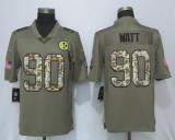 NFL Pittsburgh Steelers #90 Watt Olive Salute to Service Limited Jersey