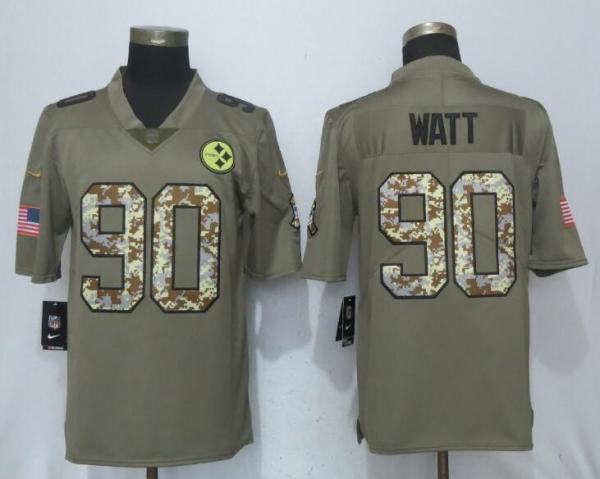 NFL Pittsburgh Steelers #90 Watt Olive Salute to Service Limited Jersey