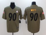 Mens Pittsburgh Steelers #90 Watt Olive Salute to Service Limited Jersey