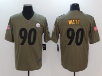 Mens Pittsburgh Steelers #90 Watt Olive Salute to Service Limited Jersey