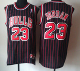 Jordan black with red Jersey, Chicago Bulls #23 stripe mesh Jersey