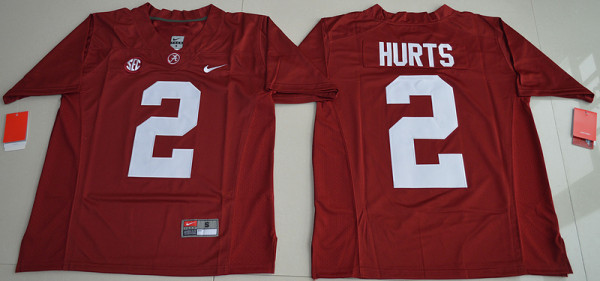 NCAA Alabama Crimson Tide #2 Jalen Hurts College Football Limited Crimson Jersey