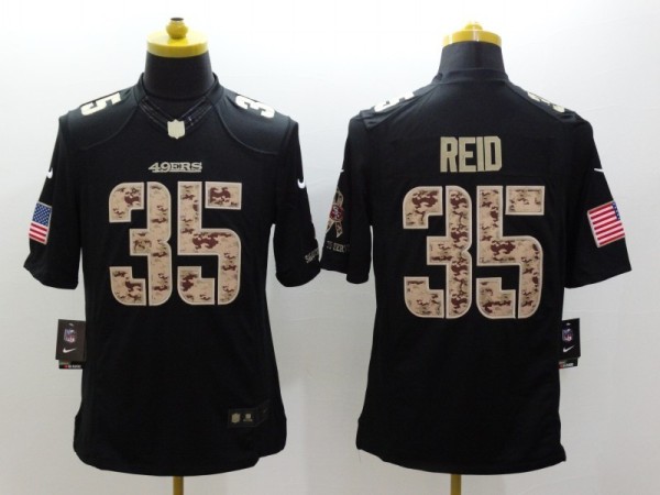 Nike San Francisco 49ers #35 Reid Black Salute TO Service Jersey