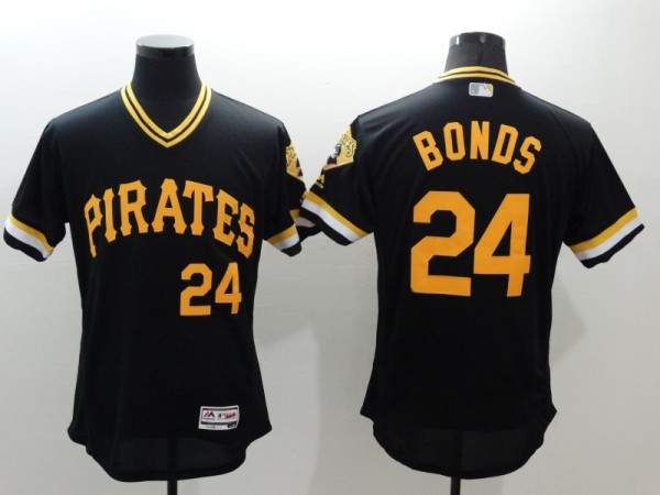 Majestic MLB Pittsburgh Pirates #24 Bonds Black Pullover Jersey