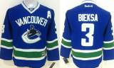 NHL Vancouver Canucks #3 Bieksa Blue Jersey with A Patch