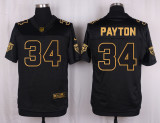 Mens Chicago Bears #34 Payton Pro Line Black Gold Collection Jersey