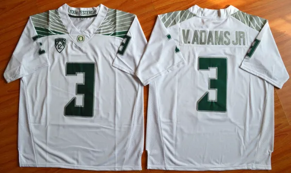 NCAA Oregon Duck Vernon Adams Jr #3 White Jersey
