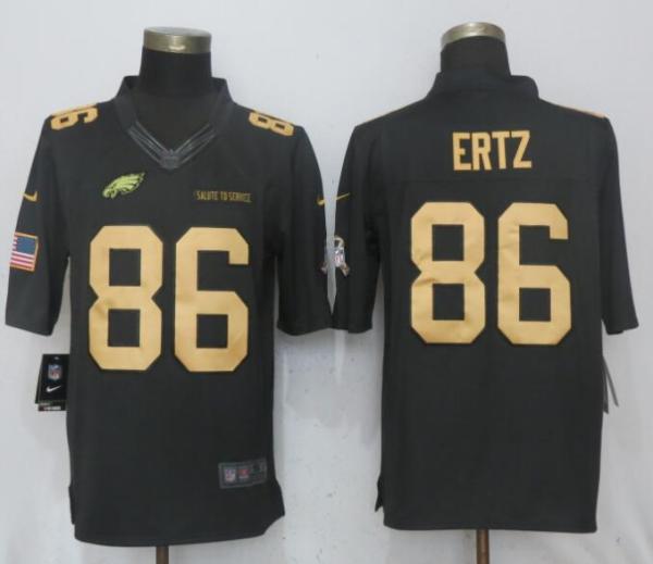 New Nike Philadelphia Eagles 86 Ertz Gold Anthracite Salute To Service Limited Jersey