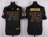 Mens Pittsburgh Steelers #75 Greene Pro Line Black Gold Collection Jersey