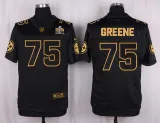 Mens Pittsburgh Steelers #75 Greene Pro Line Black Gold Collection Jersey