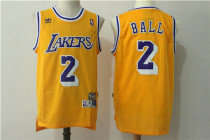 NBA Los Angeles Lakers #2 Ball Yellow Throwback Jersey