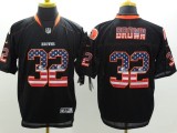 Nike Cleveland Browns #32 Brown Black USA Flag Fashion Jersey