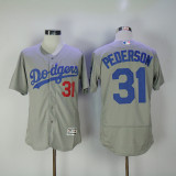 MLB Los Angeles Dodgers #31 Pederson Grey Elite Jersey