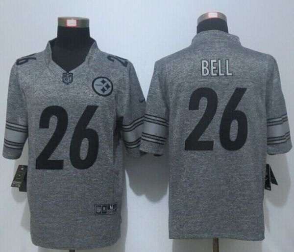 New Pittsburgh Steelers 26 Bell Gray Mens Stitched Gridiron Gray Limited Jersey