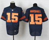 Nike Chicago BEARS 15 Marshall  Blue Elite Orange Numbers Jerseys