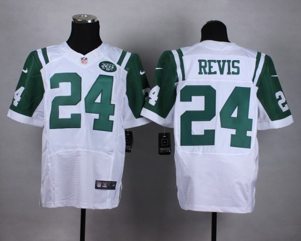 New Nike New York Jets #24 Revis White Elite Jerseys