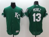 Majestics Kansas City Royals #13 Perez Green Elite Jersey